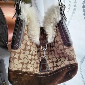 Coach fur hobo crossbody style bag